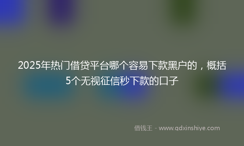 2025年热门借贷平台哪个容易下款黑户的，概括5个无视征信秒下款的口子