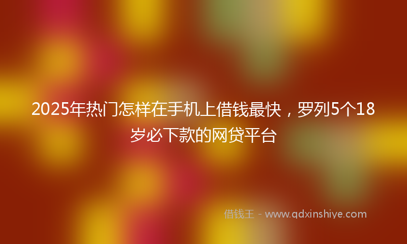 2025年热门怎样在手机上借钱最快，罗列5个18岁必下款的网贷平台