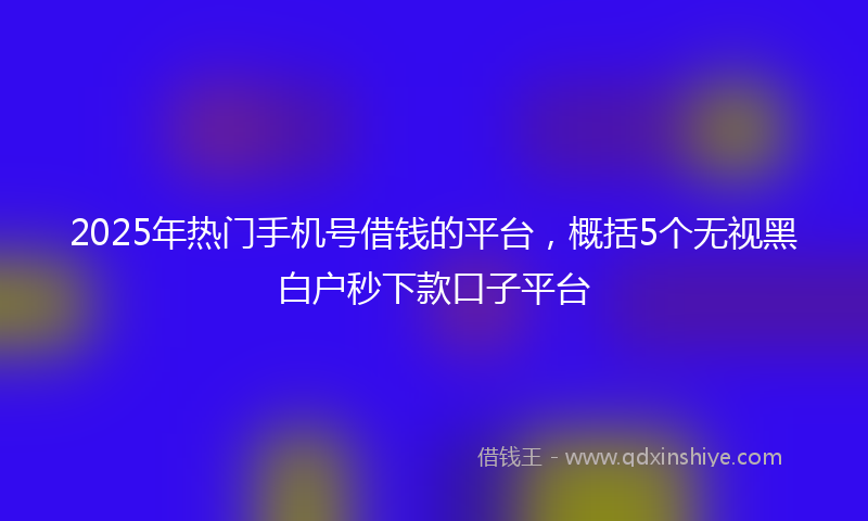 2025年热门手机号借钱的平台，概括5个无视黑白户秒下款口子平台