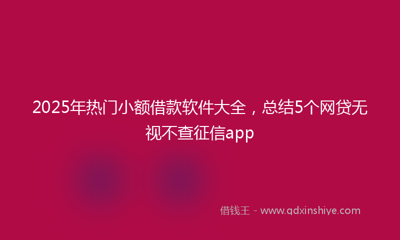 2025年热门小额借款软件大全，总结5个网贷无视不查征信app