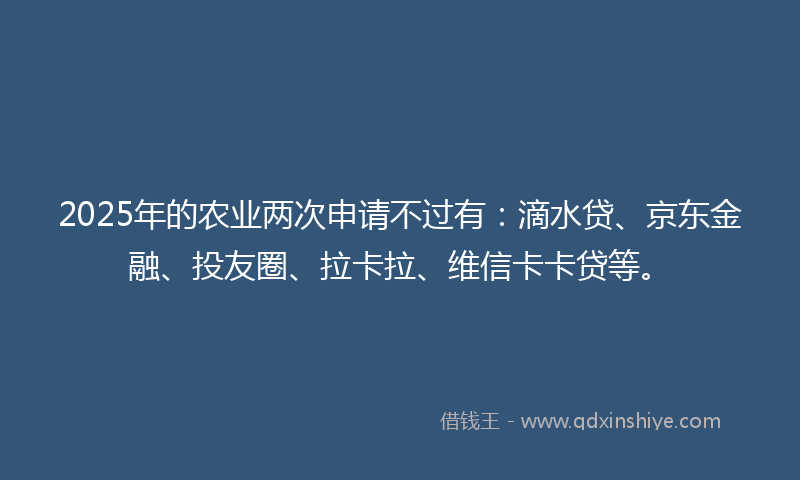 2025年的农业两次申请不过有：滴水贷、京东金融、投友圈、拉卡拉、维信卡卡贷等。