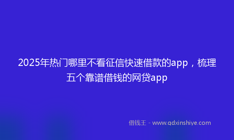 2025年热门哪里不看征信快速借款的app，梳理五个靠谱借钱的网贷app