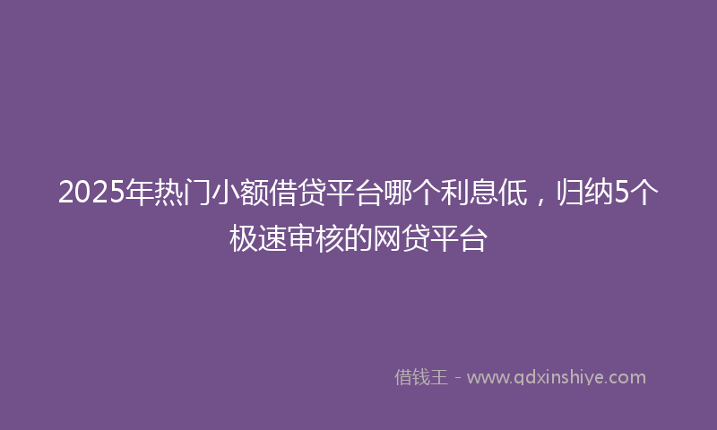 2025年热门小额借贷平台哪个利息低，归纳5个极速审核的网贷平台