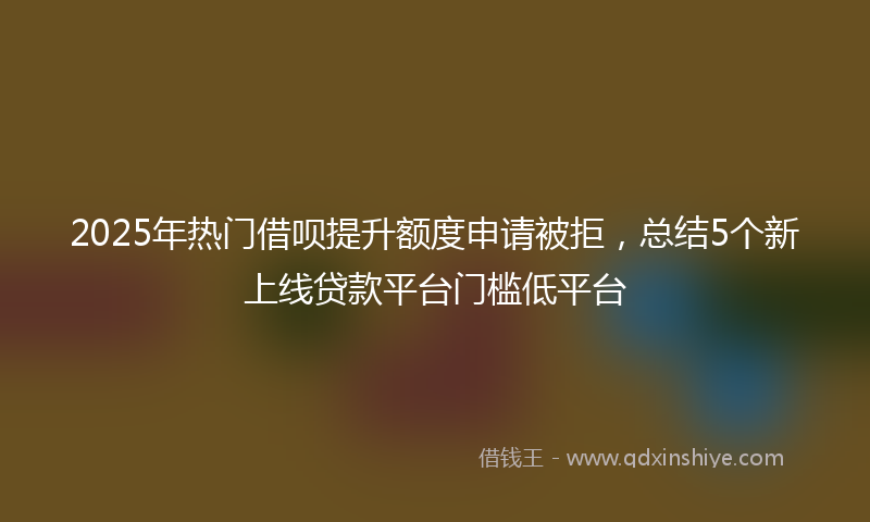 2025年热门借呗提升额度申请被拒，总结5个新上线贷款平台门槛低平台