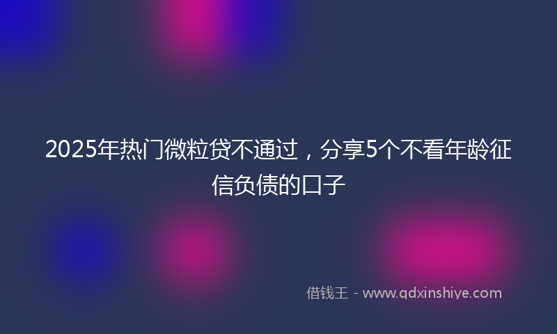 2025年热门微粒贷不通过，分享5个不看年龄征信负债的口子