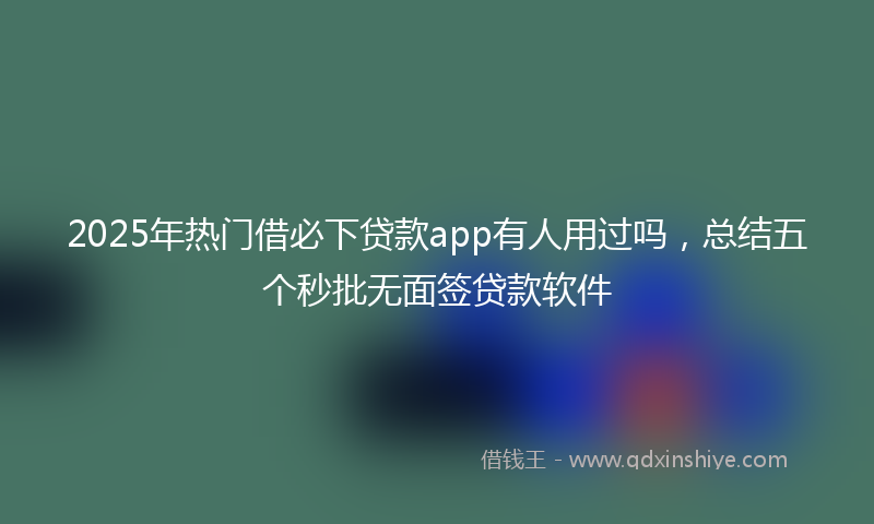 2025年热门借必下贷款app有人用过吗，总结五个秒批无面签贷款软件