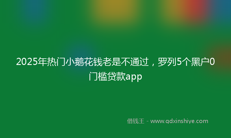 2025年热门小鹅花钱老是不通过，罗列5个黑户0门槛贷款app