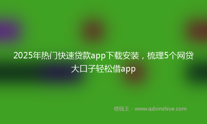2025年热门快速贷款app下载安装，梳理5个网贷大口子轻松借app