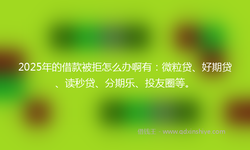 2025年的借款被拒怎么办啊有：微粒贷、好期贷、读秒贷、分期乐、投友圈等。