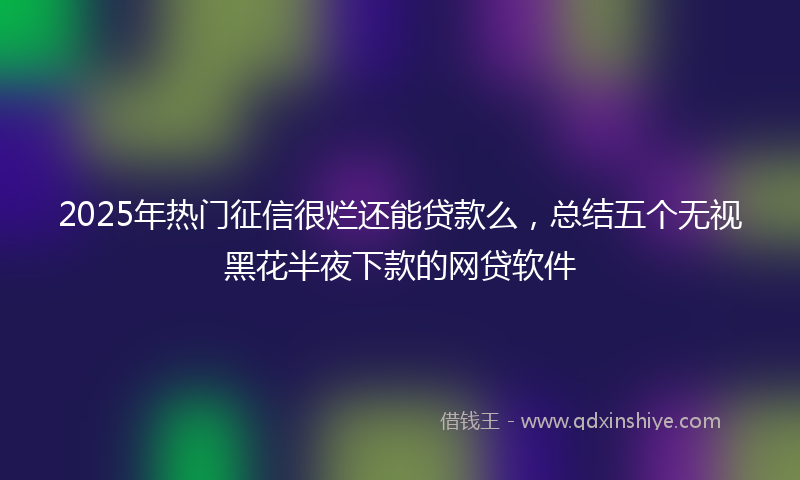 2025年热门征信很烂还能贷款么，总结五个无视黑花半夜下款的网贷软件