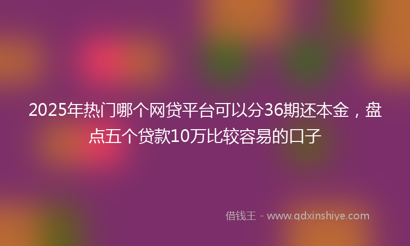 2025年热门哪个网贷平台可以分36期还本金，盘点五个贷款10万比较容易的口子