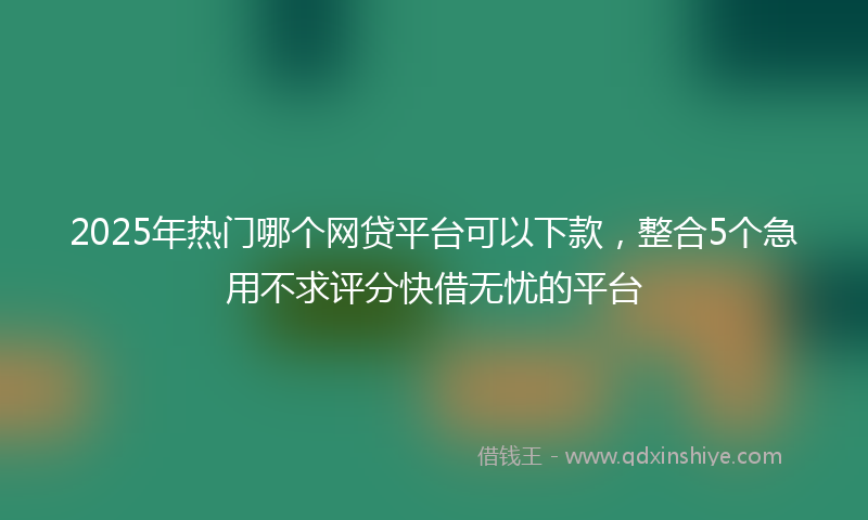 2025年热门哪个网贷平台可以下款，整合5个急用不求评分快借无忧的平台