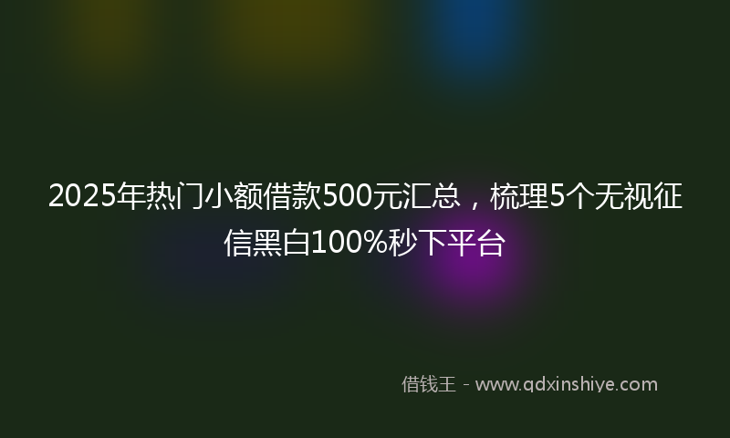 2025年热门小额借款500元汇总，梳理5个无视征信黑白100%秒下平台