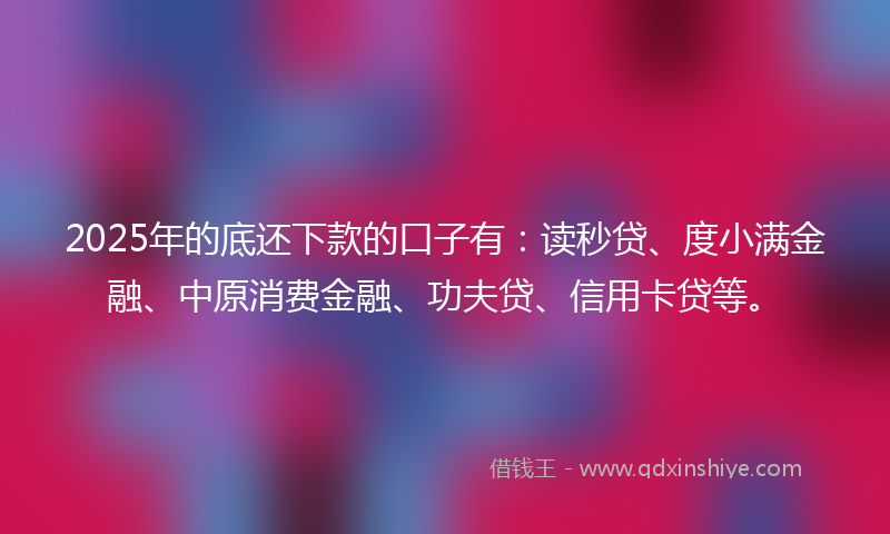 2025年的底还下款的口子有：读秒贷、度小满金融、中原消费金融、功夫贷、信用卡贷等。