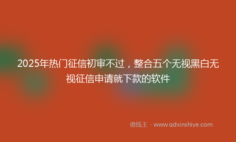 2025年热门征信初审不过，整合五个无视黑白无视征信申请就下款的软件