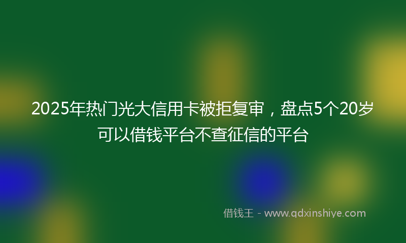 2025年热门光大信用卡被拒复审，盘点5个20岁可以借钱平台不查征信的平台