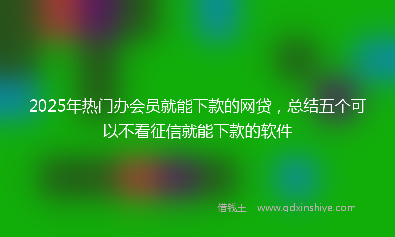 2025年热门办会员就能下款的网贷，总结五个可以不看征信就能下款的软件