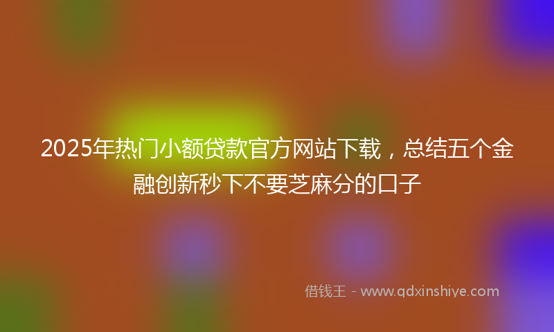2025年热门小额贷款官方网站下载，总结五个金融创新秒下不要芝麻分的口子