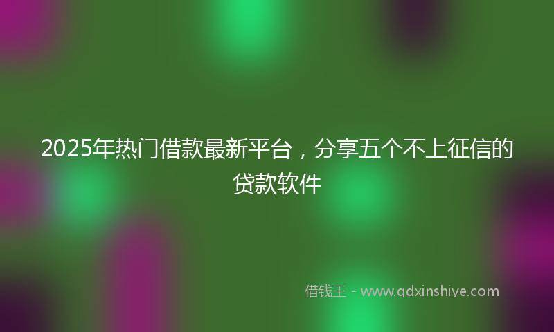 2025年热门借款最新平台，分享五个不上征信的贷款软件