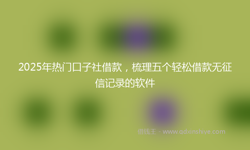 2025年热门口子社借款，梳理五个轻松借款无征信记录的软件