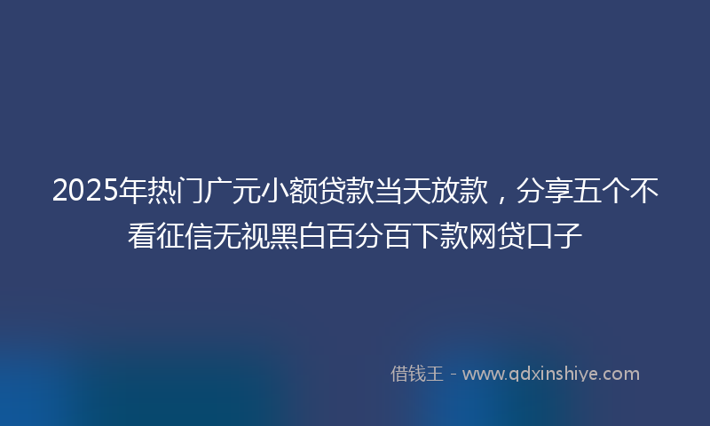 2025年热门广元小额贷款当天放款，分享五个不看征信无视黑白百分百下款网贷口子