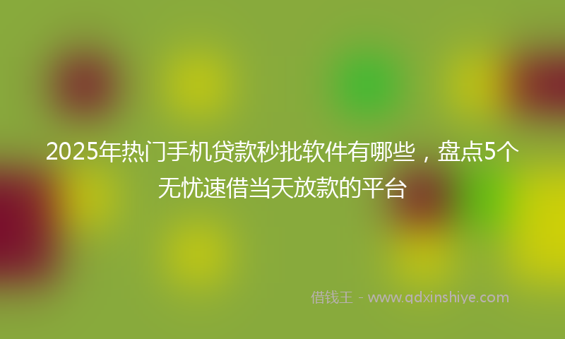 2025年热门手机贷款秒批软件有哪些，盘点5个无忧速借当天放款的平台