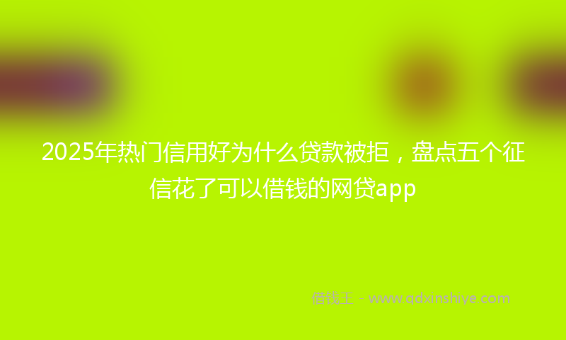 2025年热门信用好为什么贷款被拒，盘点五个征信花了可以借钱的网贷app