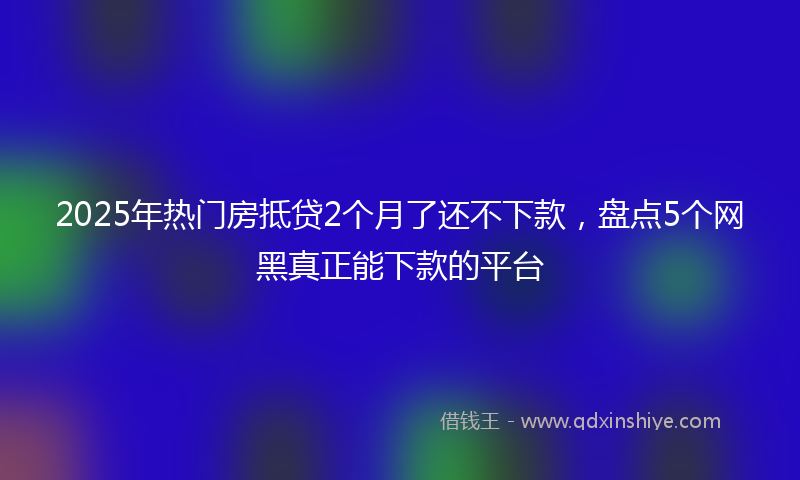 2025年热门房抵贷2个月了还不下款，盘点5个网黑真正能下款的平台