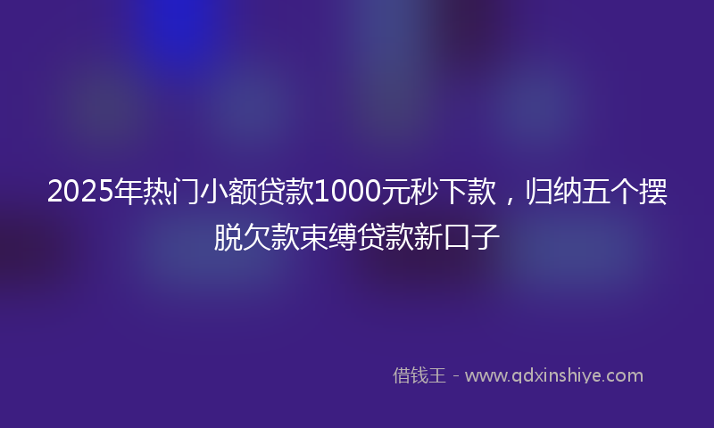 2025年热门小额贷款1000元秒下款，归纳五个摆脱欠款束缚贷款新口子
