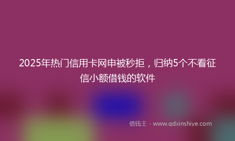 2025年热门信用卡网申被秒拒，归纳5个不看征信小额借钱的软件