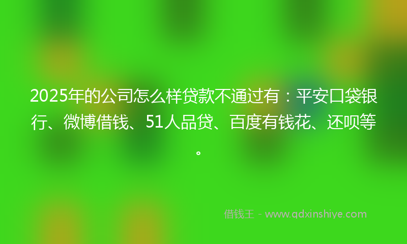 2025年的公司怎么样贷款不通过有：平安口袋银行、微博借钱、51人品贷、百度有钱花、还呗等。