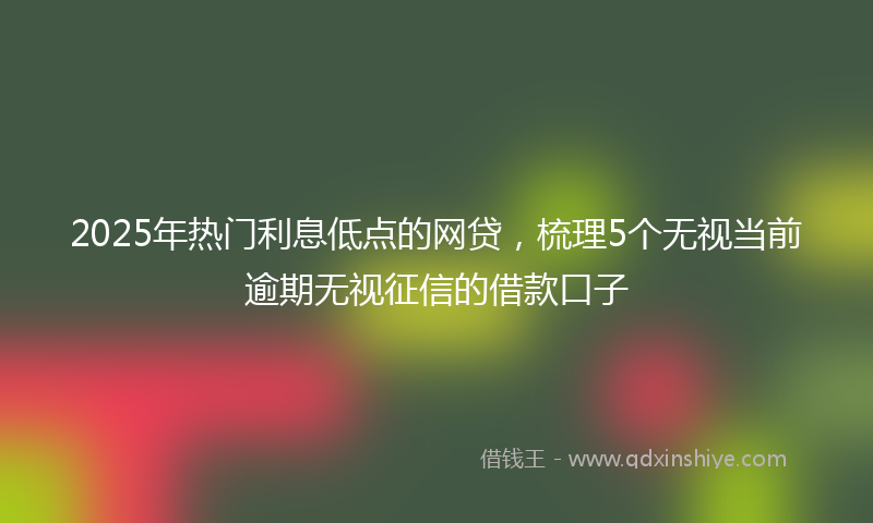 2025年热门利息低点的网贷，梳理5个无视当前逾期无视征信的借款口子