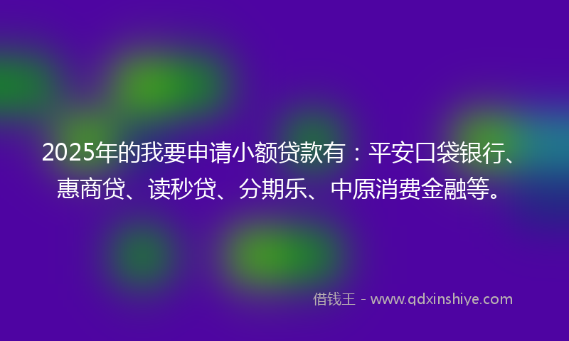 2025年的我要申请小额贷款有：平安口袋银行、惠商贷、读秒贷、分期乐、中原消费金融等。
