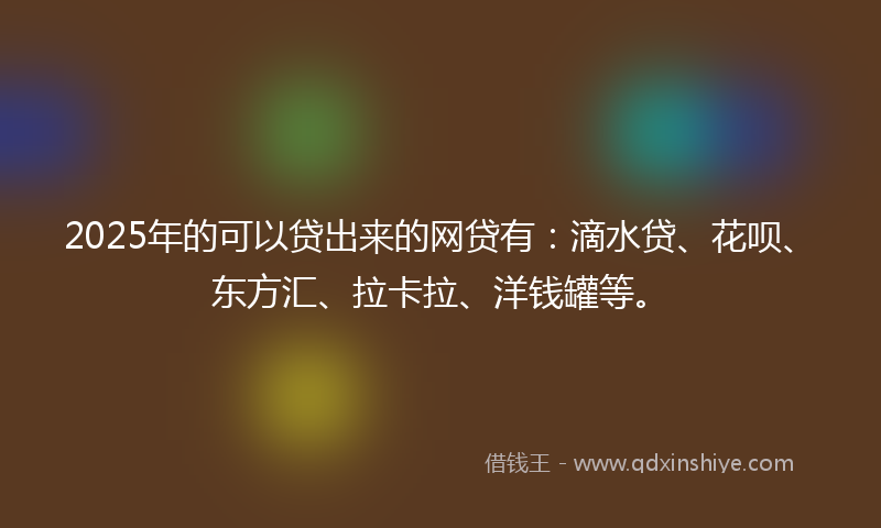 2025年的可以贷出来的网贷有：滴水贷、花呗、东方汇、拉卡拉、洋钱罐等。