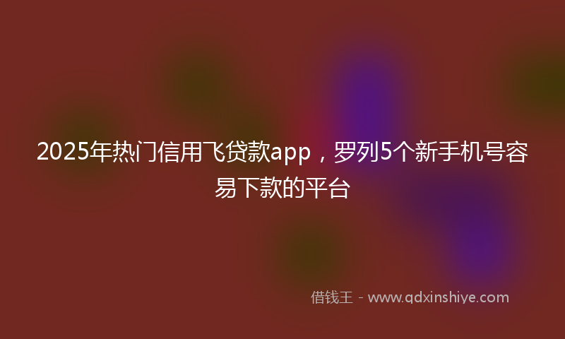 2025年热门信用飞贷款app，罗列5个新手机号容易下款的平台