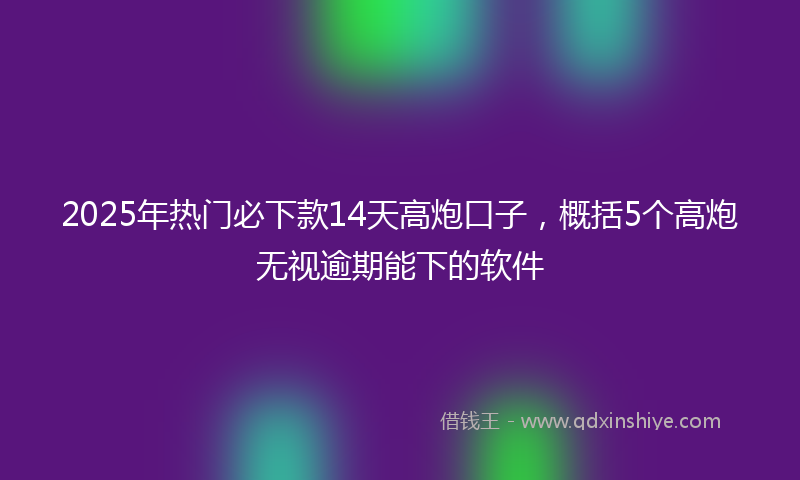 2025年热门必下款14天高炮口子，概括5个高炮无视逾期能下的软件