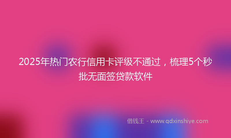 2025年热门农行信用卡评级不通过，梳理5个秒批无面签贷款软件