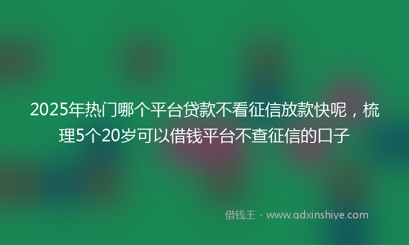 2025年热门哪个平台贷款不看征信放款快呢，梳理5个20岁可以借钱平台不查征信的口子