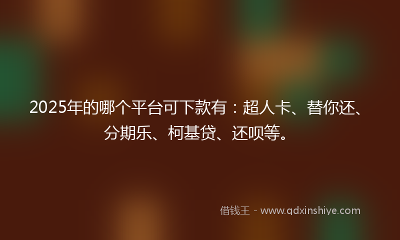 2025年的哪个平台可下款有：超人卡、替你还、分期乐、柯基贷、还呗等。