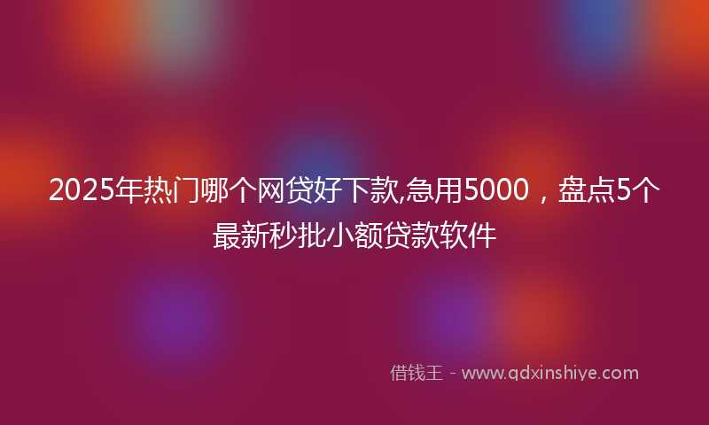 2025年热门哪个网贷好下款,急用5000，盘点5个最新秒批小额贷款软件