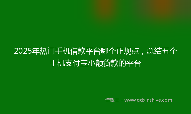 2025年热门手机借款平台哪个正规点，总结五个手机支付宝小额贷款的平台