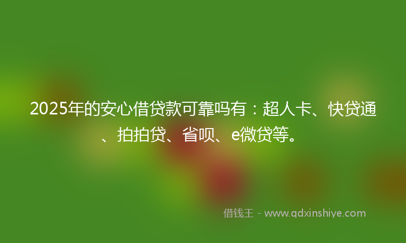 2025年的安心借贷款可靠吗有：超人卡、快贷通、拍拍贷、省呗、e微贷等。