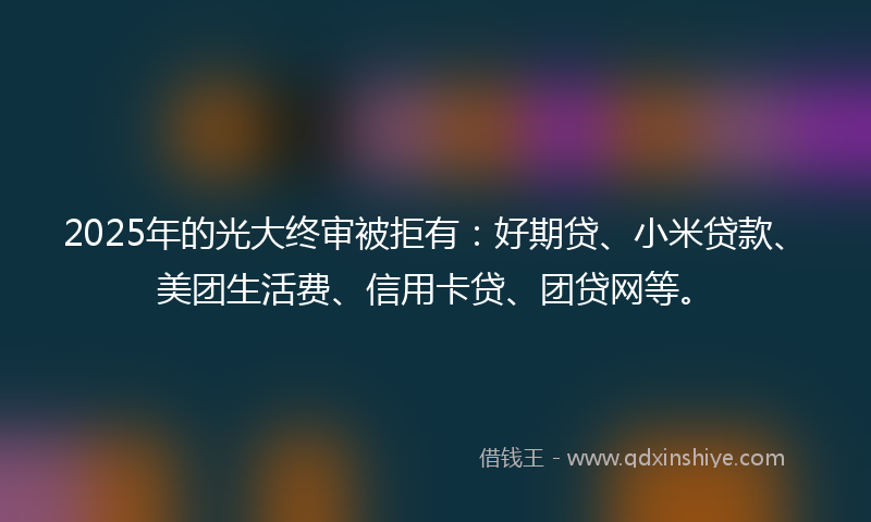 2025年的光大终审被拒有：好期贷、小米贷款、美团生活费、信用卡贷、团贷网等。
