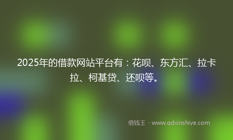2025年的借款网站平台有：花呗、东方汇、拉卡拉、柯基贷、还呗等。
