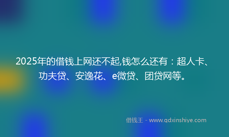 2025年的借钱上网还不起,钱怎么还有：超人卡、功夫贷、安逸花、e微贷、团贷网等。