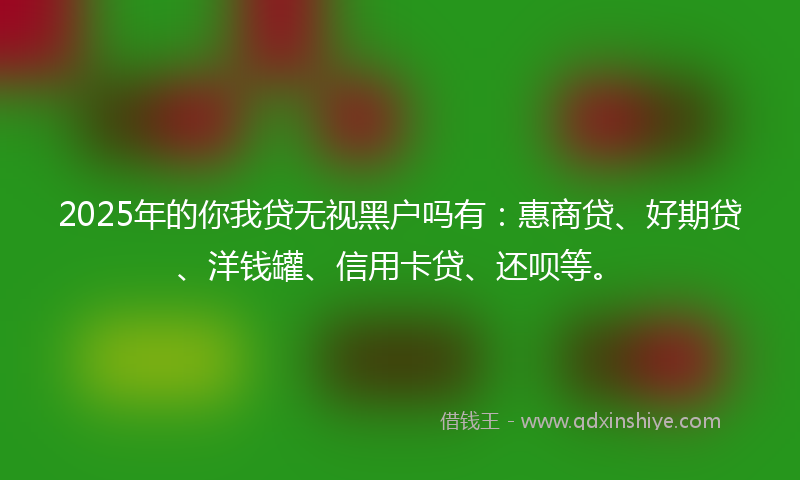 2025年的你我贷无视黑户吗有：惠商贷、好期贷、洋钱罐、信用卡贷、还呗等。