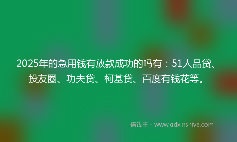 2025年的急用钱有放款成功的吗有：51人品贷、投友圈、功夫贷、柯基贷、百度有钱花等。