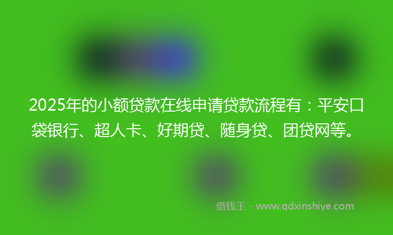 2025年的小额贷款在线申请贷款流程有：平安口袋银行、超人卡、好期贷、随身贷、团贷网等。