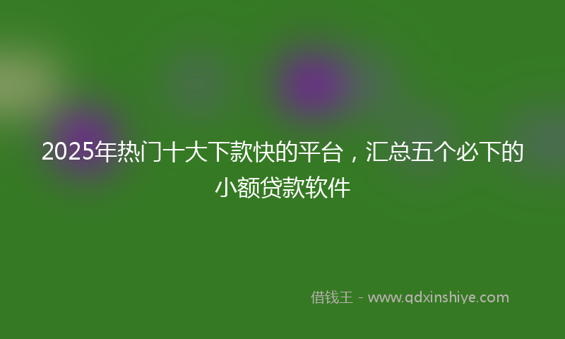 2025年热门十大下款快的平台，汇总五个必下的小额贷款软件