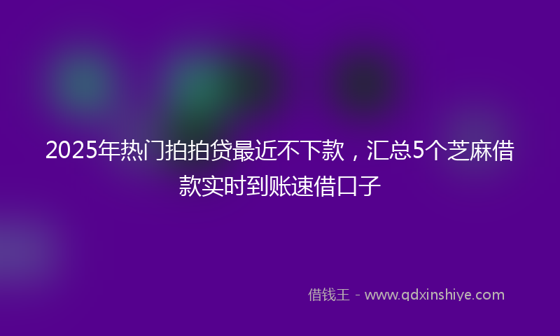 2025年热门拍拍贷最近不下款，汇总5个芝麻借款实时到账速借口子